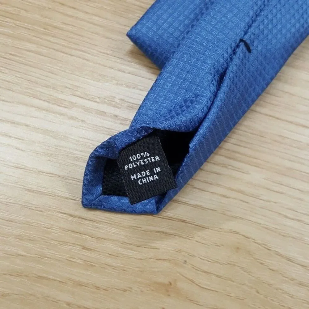 ALFANI Mens Neck Tie Solid Blue Slim Textured Micro Geo Pointed